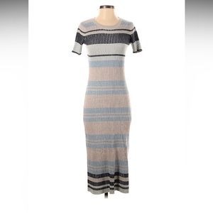 One Grey Day Striped Knit Midi Dress